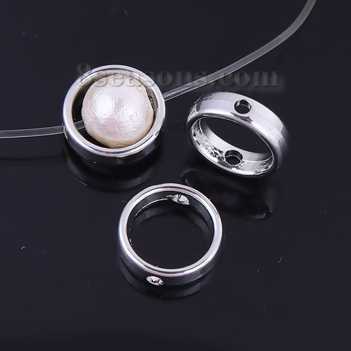 Picture of Zinc Based Alloy Beads Frames Circle Ring Silver Tone (Fits 8mm Beads) 12mm Dia, 10 PCs