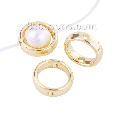 Picture of Zinc Based Alloy Beads Frames Circle Ring Gold Plated (Fits 8mm Beads) 12mm Dia, 10 PCs