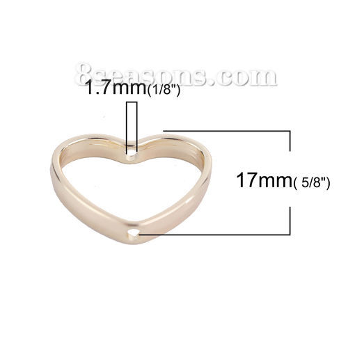 Picture of Zinc Based Alloy Beads Frames Heart Gold Plated (Fits 12mm Beads) 20mm x 17mm, 10 PCs
