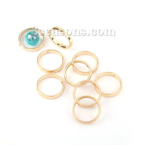 Picture of Zinc Based Alloy Beads Frames Circle Ring Gold Plated (Fits 14mm Beads) 18mm Dia, 10 PCs