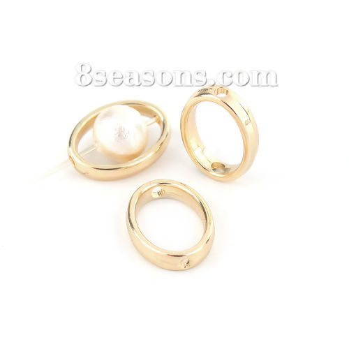 Picture of Zinc Based Alloy Beads Frames Oval Gold Plated (Fits 8mm Beads) 16mm x 12mm, 10 PCs