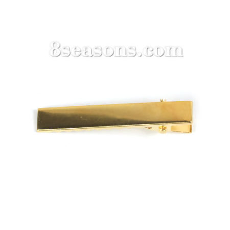 Image de Pinces à Cheveux en Alliage de Fer Rectangle Doré 46mm x 8mm, 100 Pcs