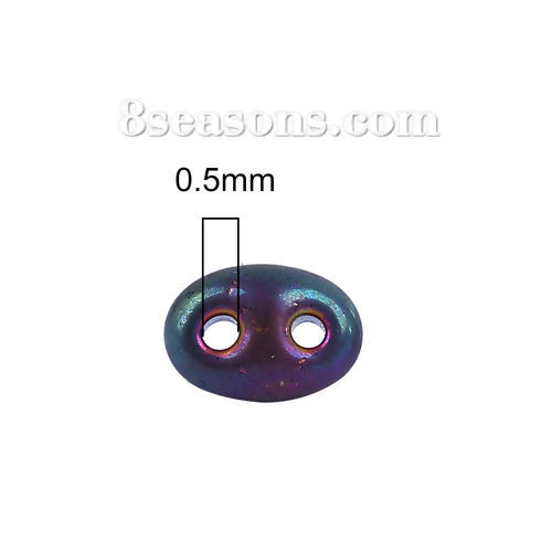 Picture of (Japan Import) Glass Two Hole Twin Seed Beads Multicolor About 5mm x 4mm - 5mm x 3mm, Hole: Approx 0.5mm, 10 Grams (Approx 17 PCs/Gram)