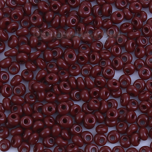 Picture of 3mm (Japan Import) Glass Short Magatama Seed Beads Coffee Opaque Dyed About 3.5mm x 3.5mm, Hole: Approx 1mm, 10 Grams (Approx 29 PCs/Gram)