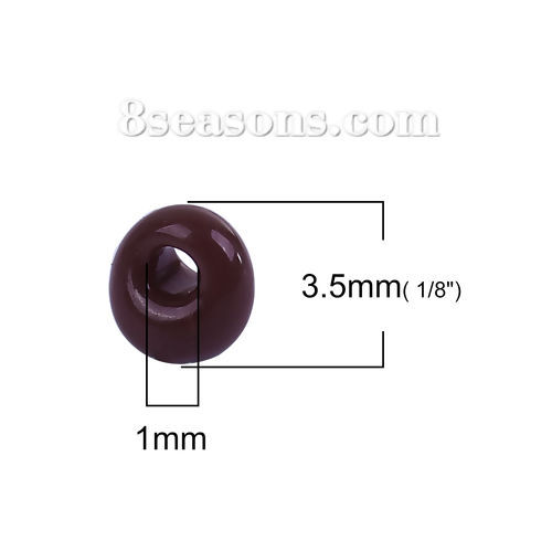 Picture of 3mm (Japan Import) Glass Short Magatama Seed Beads Coffee Opaque Dyed About 3.5mm x 3.5mm, Hole: Approx 1mm, 10 Grams (Approx 29 PCs/Gram)