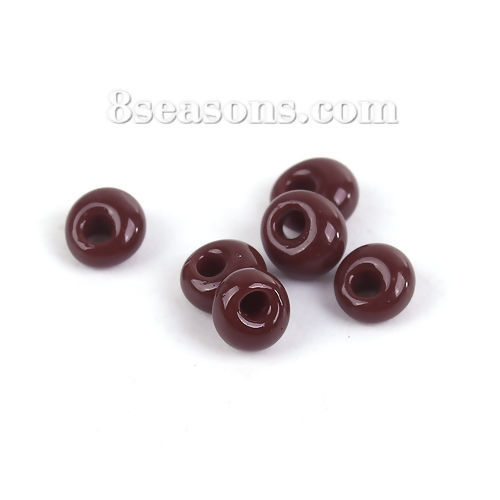 Picture of 3mm (Japan Import) Glass Short Magatama Seed Beads Coffee Opaque Dyed About 3.5mm x 3.5mm, Hole: Approx 1mm, 10 Grams (Approx 29 PCs/Gram)