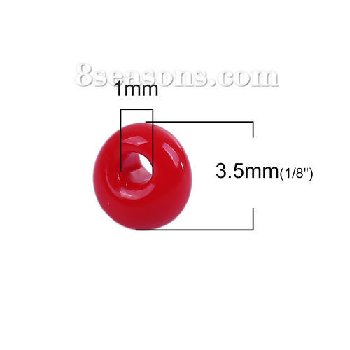 Picture of 3mm (Japan Import) Glass Short Magatama Seed Beads Red Opaque Dyed About 3.5mm x 3.5mm, Hole: Approx 1mm, 10 Grams (Approx 29 PCs/Gram)