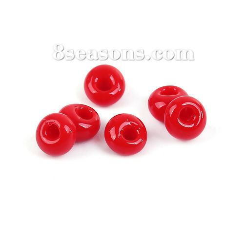 Picture of 3mm (Japan Import) Glass Short Magatama Seed Beads Red Opaque Dyed About 3.5mm x 3.5mm, Hole: Approx 1mm, 10 Grams (Approx 29 PCs/Gram)