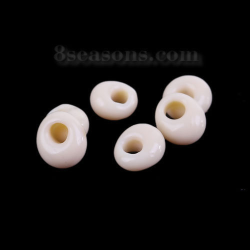 Image de 5mm (Japon Importation) Perles de Rocailles Courtes Magatama en Verre Crème Coloré Env. 6mm x 5.5mm , Trou: Env. 1.7mm , 10 Grammes (Env. 7 Pcs/Gramme)
