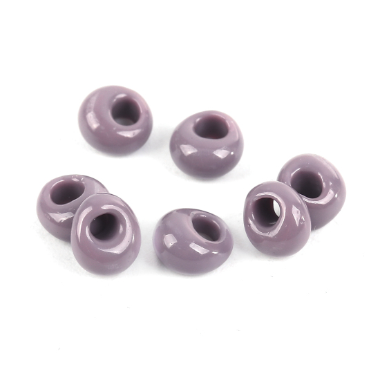 Image de 5mm (Japon Importation) Perles de Rocailles Courtes Magatama en Verre Mauve Coloré Env. 6mm x 5.5mm , Trou: Env. 1.7mm , 10 Grammes (Env. 7 Pcs/Gramme)