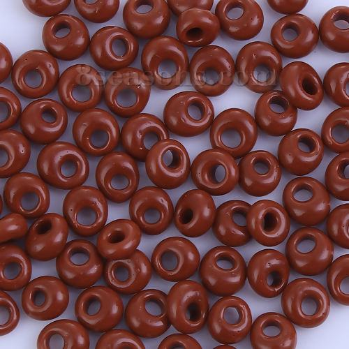 Image de 5mm (Japon Importation) Perles de Rocailles Courtes Magatama en Verre Rouge Brique Coloré Env. 6mm x 5.5mm , Trou: Env. 1.7mm , 10 Grammes (Env. 7 Pcs/Gramme)
