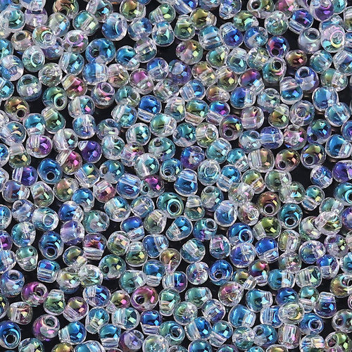 Picture of (Japan Import) Glass Drop Fringe Seed Beads AB Color Lustered Transparency About 4mm x 3.5mm, Hole: Approx 0.9mm, 20 Grams (Approx 20 PCs/Gram)