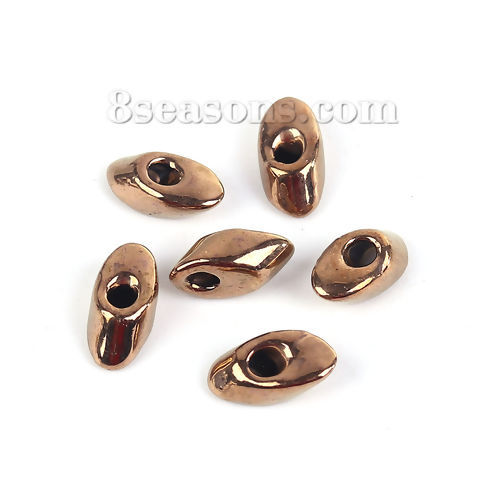 Picture of (Japan Import) Glass Long Magatama Seed Beads Champagne Gold Lustered About 8mm x 4mm, Hole: Approx 1.3mm, 5 Grams (Approx 8 PCs/Gram)