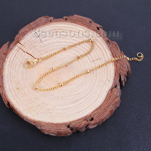 Picture of 1 Piece Vacuum Plating Stainless Steel Bracelets Gold Plated Round 19.8cm(7 6/8") long