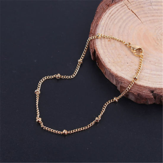 Picture of 1 Piece Vacuum Plating Stainless Steel Bracelets Gold Plated Round 19.8cm(7 6/8") long