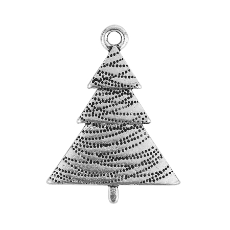 Zinklegierung Charms Anhänger Weihnachten Weihnachtsbaum Antiksilber Fleck 28mm x 21mm, 20 Stück
