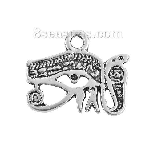 Bild von Zinklegierung Charms Anhänger Auge Antiksilber (für ss5 Spitzboden Strasssteine) Schlange 18mm x 15mm, 20 Stück