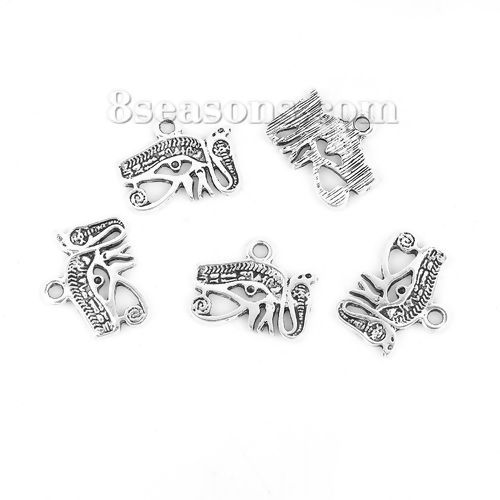 Bild von Zinklegierung Charms Anhänger Auge Antiksilber (für ss5 Spitzboden Strasssteine) Schlange 18mm x 15mm, 20 Stück
