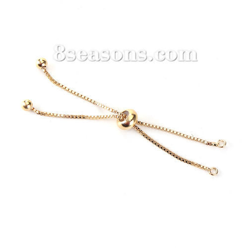 Picture of Brass Slider/Slide Extender Chain For Jewelry Necklace Bracelet Gold Plated Adjustable 7cm(2 6/8") long, 4 PCs