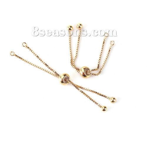 Picture of Brass Slider/Slide Extender Chain For Jewelry Necklace Bracelet Gold Plated Adjustable 7cm(2 6/8") long, 4 PCs