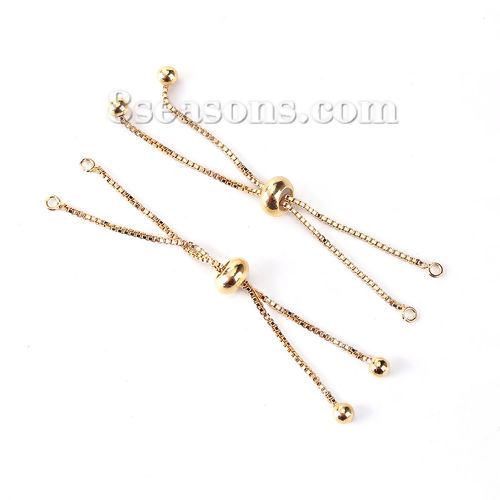 Picture of Brass Slider/Slide Extender Chain For Jewelry Necklace Bracelet Gold Plated Adjustable 7cm(2 6/8") long, 4 PCs