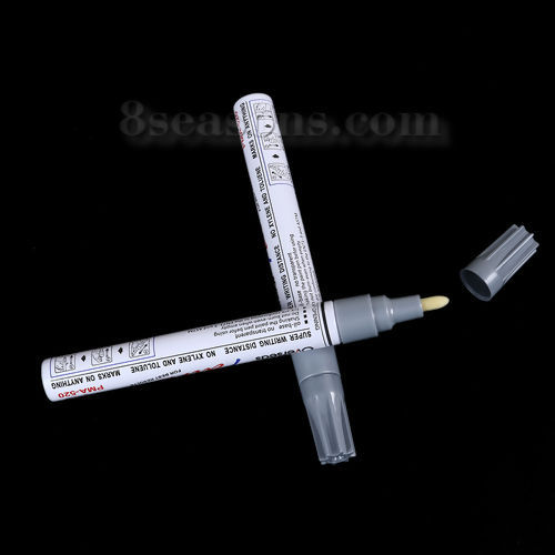 Picture of Hand Painted Plastic Marker Pen Silver 14.2cm(5 5/8"), 3 PCs