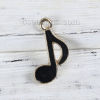 Picture of Zinc Based Alloy Music Charms Musical Note Gold Plated Black Enamel 20mm( 6/8") x 13mm( 4/8"), 20 PCs