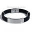 Immagine di 304 Acciaio Inossidabile & Silicone Blank Braccialetti Tono Argento Nero Modello lunghezza: 22cm, 1 Pz