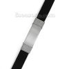 Picture of 304 Stainless Steel & Silicone Bracelets Silver Tone Black Blank Pattern 22cm(8 5/8") long, 1 Piece