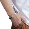 Picture of 304 Stainless Steel & Silicone Bracelets Silver Tone Black Blank Pattern 22cm(8 5/8") long, 1 Piece