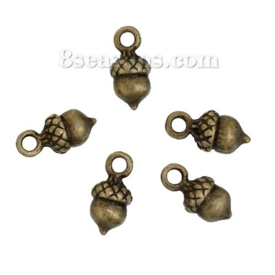 Picture of Zinc Based Alloy 3D Charms Acorns Antique Bronze 14mm( 4/8") x 7mm( 2/8"), 20 PCs