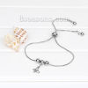 Picture of 304 Stainless Steel Adjustable Slider/ Slide Bolo Bracelets Silver Tone Round Butterfly 24cm(9 4/8") long, 1 Piece