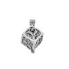 Picture of Brass Aromatherapy Essential Oil Diffuser Locket Pendants Cube Antique Silver Color Filigree Can Open (Fit 14mm Dia) 28mm x19mm(1 1/8" x 6/8") - 26mm x18mm(1" x 6/8"), 2 PCs
