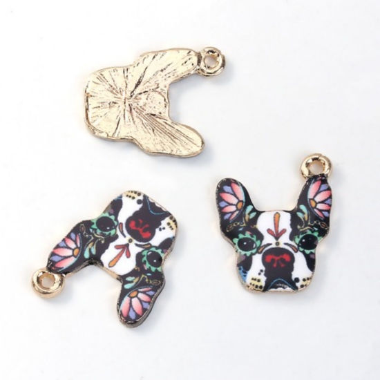 Immagine di Lega di Zinco Charms Cane Oro Chiaro Multicolore 19mm x 16mm , 10 Pz
