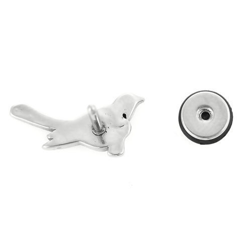 Imagen de Titanio Acero Pendientes Tono de Plata Pájaro 16mm x 8mm, Post/ Wire Size: (18 gauge), 1 Par