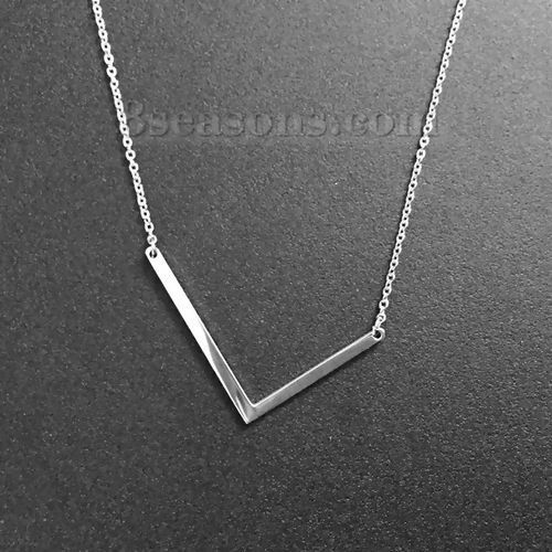 Image de Colliers en Acier Inoxydable Initial Alphabet/ Lettre " L" Argent Mat 52cm long, 1 Pièce