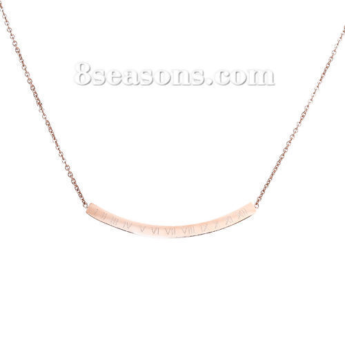 Image de Colliers en 304 Acier Inoxydable Arc Chiffres Or Rose 48cm long, 1 Pièce