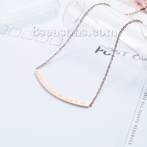 Image de Colliers en 304 Acier Inoxydable Arc Chiffres Or Rose 48cm long, 1 Pièce