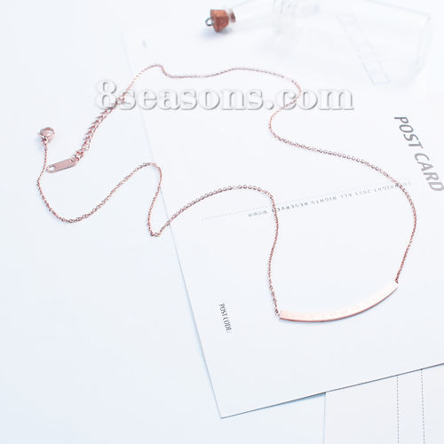 Image de Colliers en 304 Acier Inoxydable Arc Chiffres Or Rose 48cm long, 1 Pièce