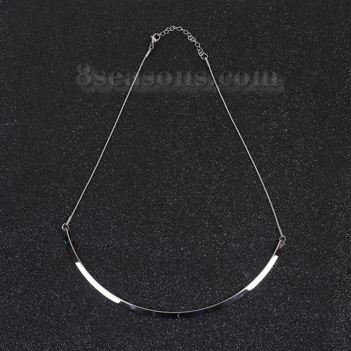 Image de Collier Tour de Cou en 304 Acier Inoxydable Forme de U Argent Mat 44cm long, 1 Pièce