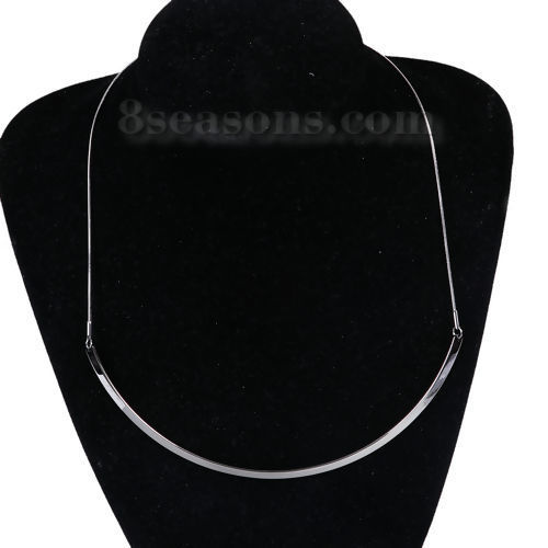 Image de Collier Tour de Cou en 304 Acier Inoxydable Forme de U Argent Mat 44cm long, 1 Pièce