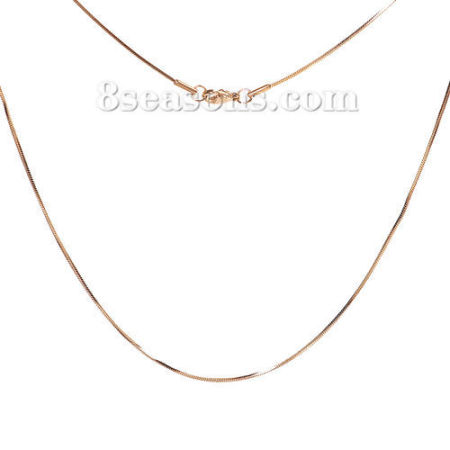 Picture of Wholesale Square Snake Chain Necklace, 18K Real Gold Plated 304 Stainless Steel, Unisex Eco-friendly PVD Vacuum Plating Waterproof Anti-Tarnish Hypoallergenic Simple Dainty Gift Jewelry For Retailer, 45cm(17.7") long, Chain Size: 1.1mm, 1 Piece