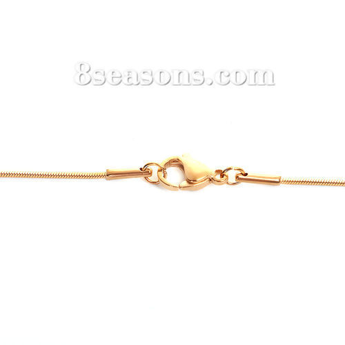 Picture of 1 Piece Eco-friendly Simple Gold Plated 304 Stainless Steel Snake Chain Necklace Unisex 46cm(18.1") long, Chain Size: 1.1mm