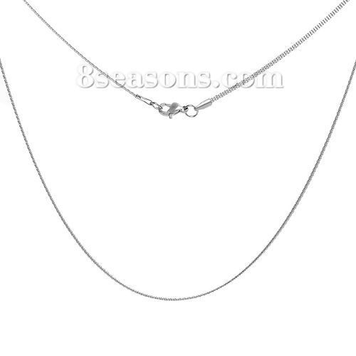 Immagine di 304 Acciaio Inossidabile Collana Tono Argento lunghezza: 46cm , dimensione: 1.7mm 1 Pz