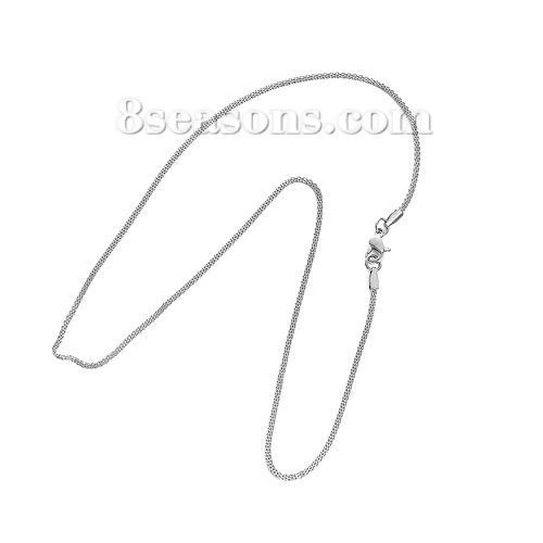 Immagine di 304 Acciaio Inossidabile Collana Tono Argento lunghezza: 46cm , dimensione: 1.7mm 1 Pz