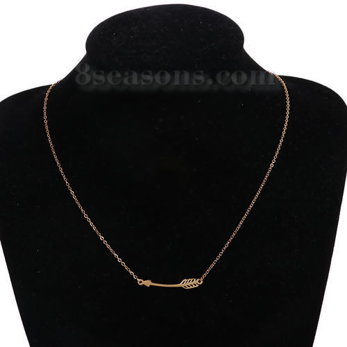 Image de Colliers en 304 Acier Inoxydable Flèche en Métal Doré 45cm long, 1 Pièce