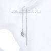 Imagen de 304 Acero Inoxidable Cadena Pendiente Tono de Plata Hoja Polvo Estelar 12.5cmlongitud, Post/ Wire: (21 gauge) 1 Par