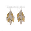 Imagen de 304 Acero Inoxidable Paillette Sequin Pendientes Chapado en Oro Tono de Plata Diamond 91mm x 28mm, Post/ Wire Size: (21 gauge), 1 Par