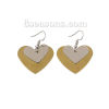 Picture of 304 Stainless Steel Paillette Sequin Earrings Gold Plated Silver Tone Heart 44mm(1 6/8") x 35mm(1 3/8"), Post/ Wire Size: (21 gauge), 1 Pair