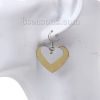 Picture of 304 Stainless Steel Paillette Sequin Earrings Gold Plated Silver Tone Heart 44mm(1 6/8") x 35mm(1 3/8"), Post/ Wire Size: (21 gauge), 1 Pair